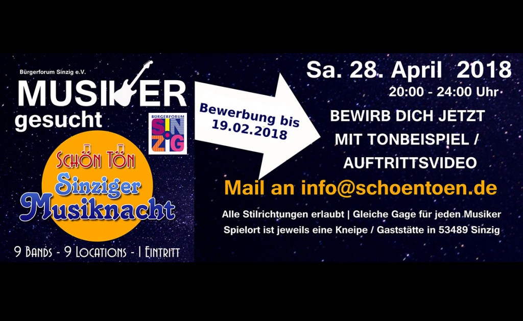 Bands gesucht für die dritte Sinziger Musiknacht